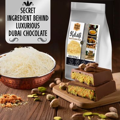 Dried Kataifi for Dubai Pistachio Chocolate Bar, 1lb 16oz Shredded Chopped Kadayif Phyllo Dough for Knafeh, Kunefe and Middle Eastern Pastries - Perfect for Kunafa, Pistachio Bars and Dessert Recipes