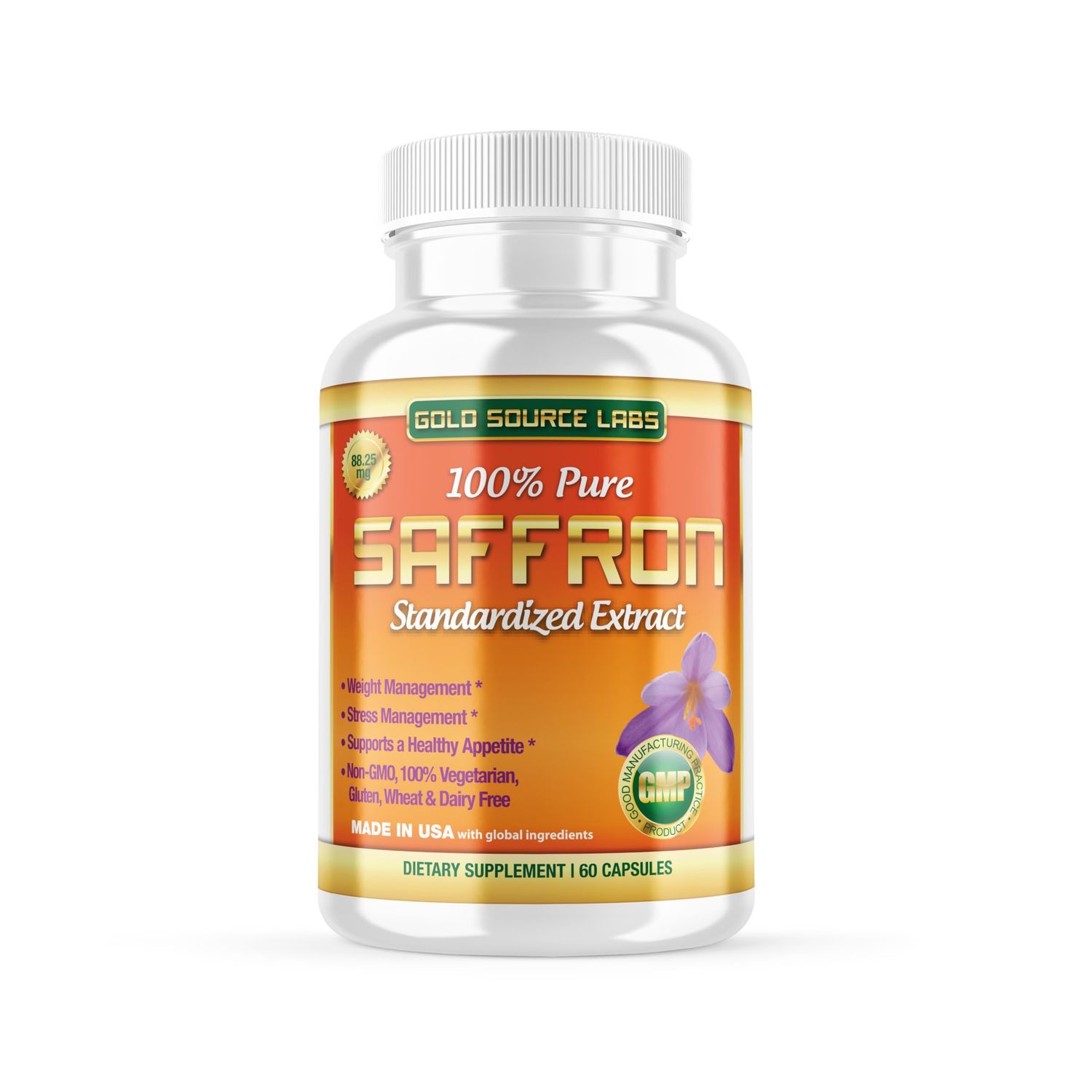 Saffron Extract Supplement - 88.25 mg Capsules with Standardized .3 Safranal Extract Plus Pure Saffron Powder, 60 Maximum Strength Vegetarian Pills - Premium Appetite and Eye Supplement