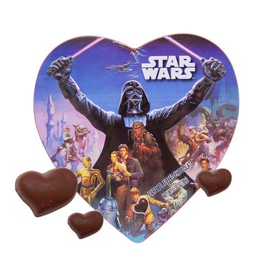 Star Wars Valentines Day Tin, Individually Wrapped Caramel Filled Chocolate with Reusable Container, 3.38 Ounces