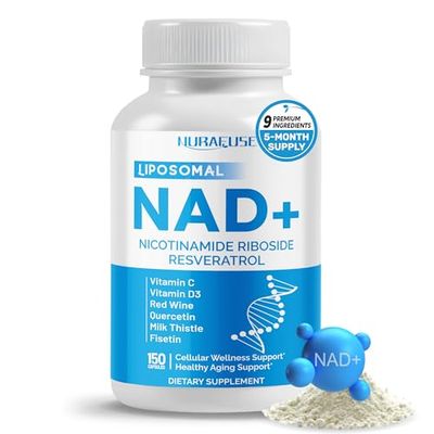 NURAFUSE Liposomal NAD Trans-Resveratrol with Red Wine Milk Thistle Quercetin Fisetin - Healthy Aging Support - Made and Tested in The USA