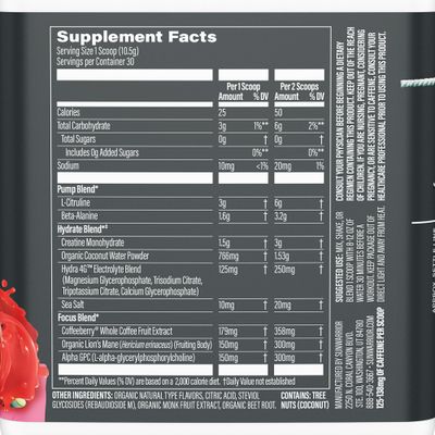 Sunwarrior Pre Workout Powder Energy Drink Vegan Plant-Based Supplement Pump, Hydrate, Focus, Endurance, Strength Builder Watermelon Flavored 30 Servings Active Preworkout