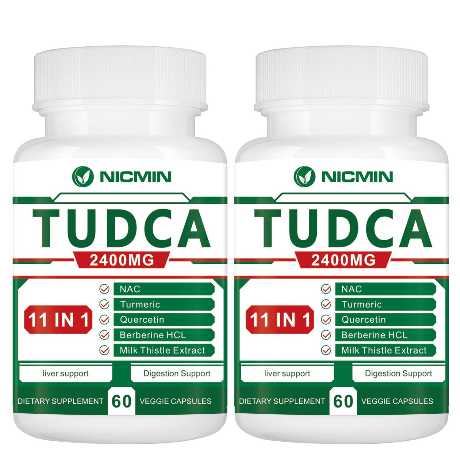 NICMIN TUDCA Supplements 2400MG, Bile Salts Complex for Liver Detox Gallbladder Cleanse, Anti-Aging for Men and Women, Digestive Health 120 Capsules