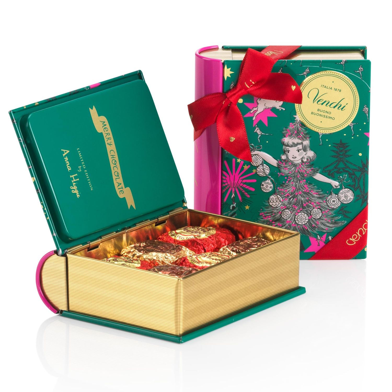 Venchi - Christmas Collection - Mini Book with Assorted Chocoviar Chocolates, 4.16 oz - Gift Idea - Gluten Free