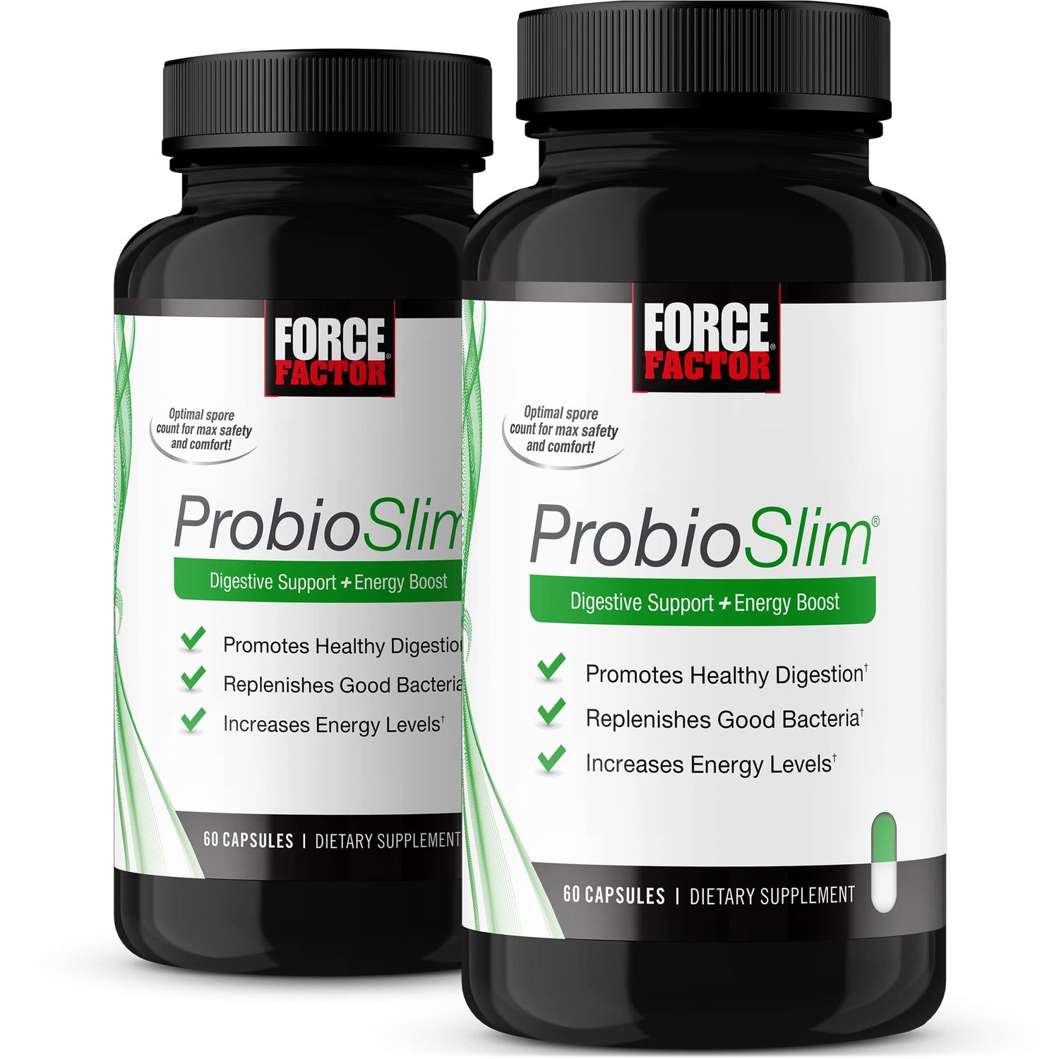 Force Factor ProbioSlim Probiotic Supplement for Women and Men with Probiotics and Green Tea Extract, Reduce Gas, Bloating, Constipation, Support Digestive and Gut Health, 120 Capsules 2-Pack