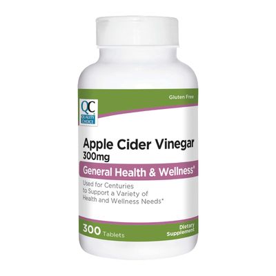 Quality Choice Apple Cider Vinegar 300 mg - General Health and Wellness - Dietary Supplement in 300 Count Bottles of Tablets