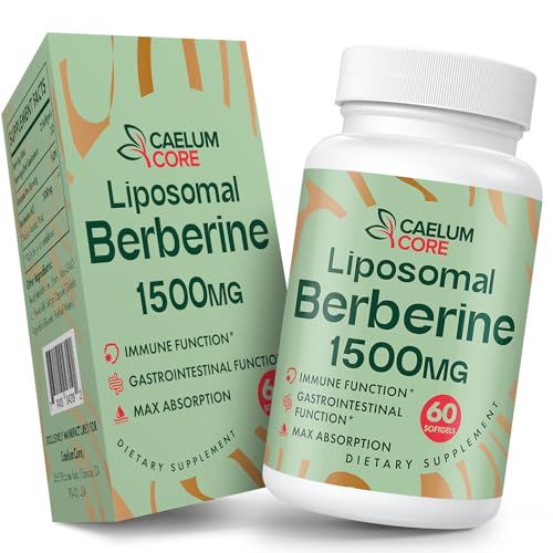 CaelumCore Liposomal Berberine HCL - Berberine 1500mg Activates AMPK GLP-1, High Bioavailability Berberines Supplement for Women and Men, Berberine Plus Overall Health Support 1 Pack