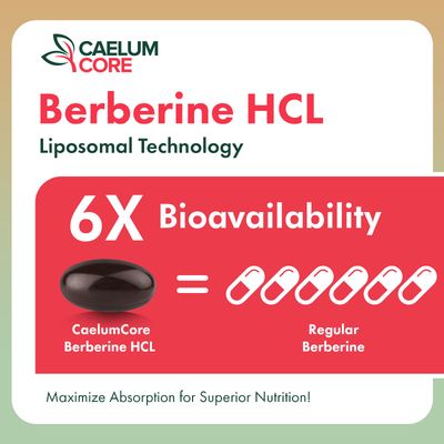 CaelumCore Liposomal Berberine HCL - Berberine 1500mg Activates AMPK GLP-1, High Bioavailability Berberines Supplement for Women and Men, Berberine Plus Overall Health Support 1 Pack