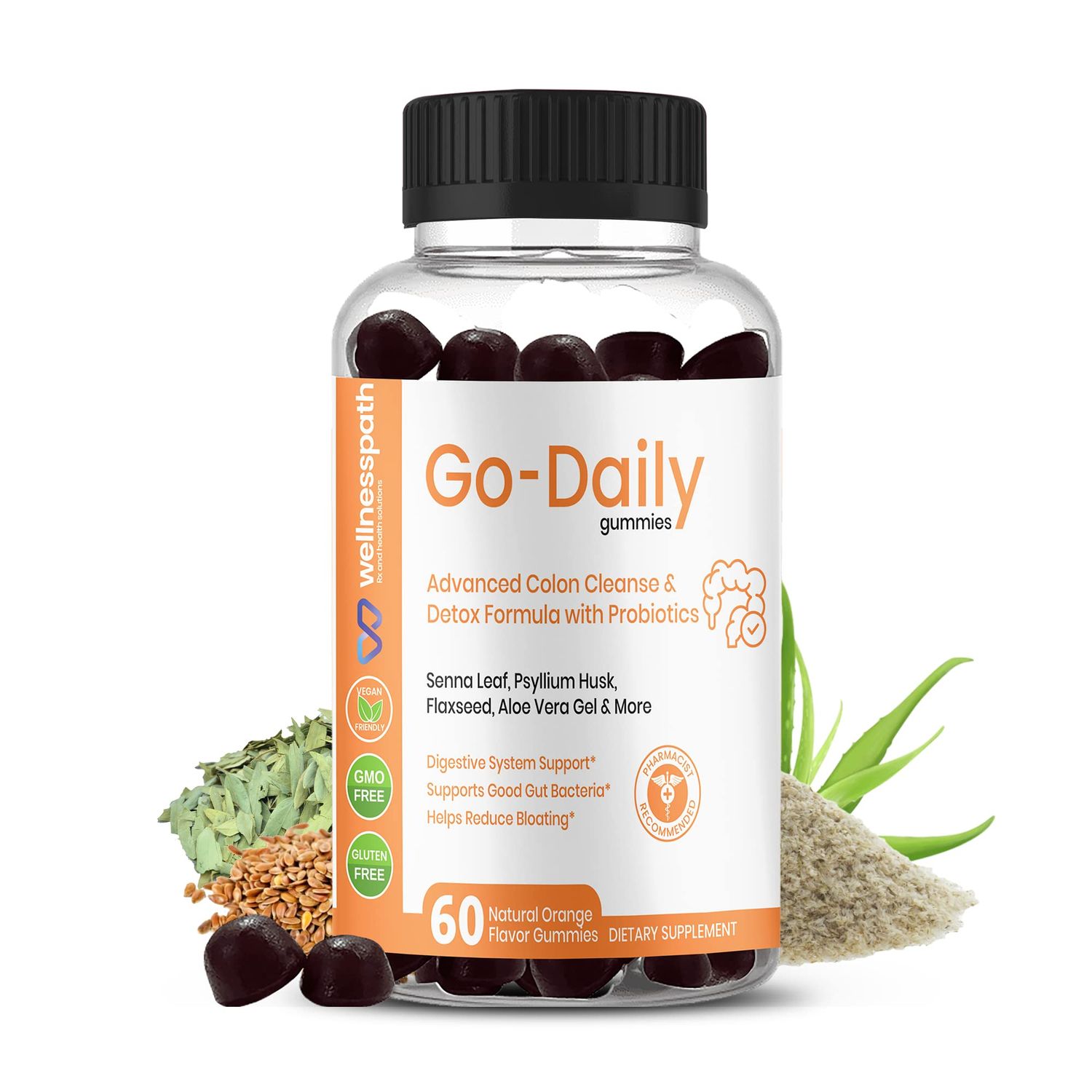 Go-Daily Advanced Colon Cleanse and Detox, Probiotic Gummies for Optimal Gut Health, Laxatives for Constipation and Bloating Relief, 60 Gummies - Wellnesspath Rx and Health Solutions