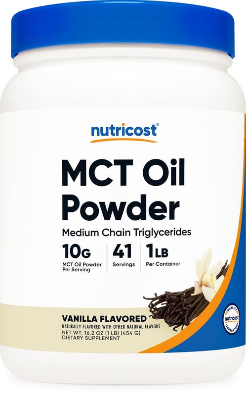 Nutricost Premium MCT Oil Powder 1 LB, Vanilla - Best for Keto, Ketosis, and Ketogenic Diets - Zero Net Carbs, Non-GMO and Gluten Free, Medium Chain Triglyceride