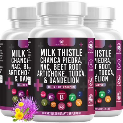 Milk Thistle NAC Chanca Piedra Beet Root Artichoke Dandelion Root - Liver Supplement Plus Astragalus TUDCA Choline Ginger- 180 Count