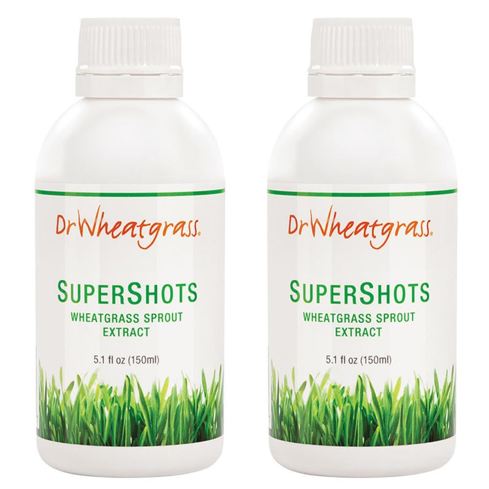 Dr Wheatgrass Pack of 2 Supershots30 Day Supply - Wheatgrass Extract in a Bottle, Stronger Than Fresh Wheatgrass Juice and Powder