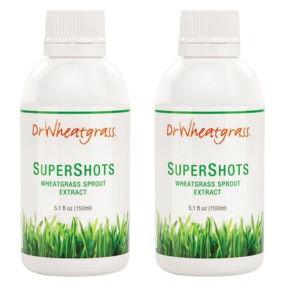 Dr Wheatgrass Pack of 2 Supershots30 Day Supply - Wheatgrass Extract in a Bottle, Stronger Than Fresh Wheatgrass Juice and Powder