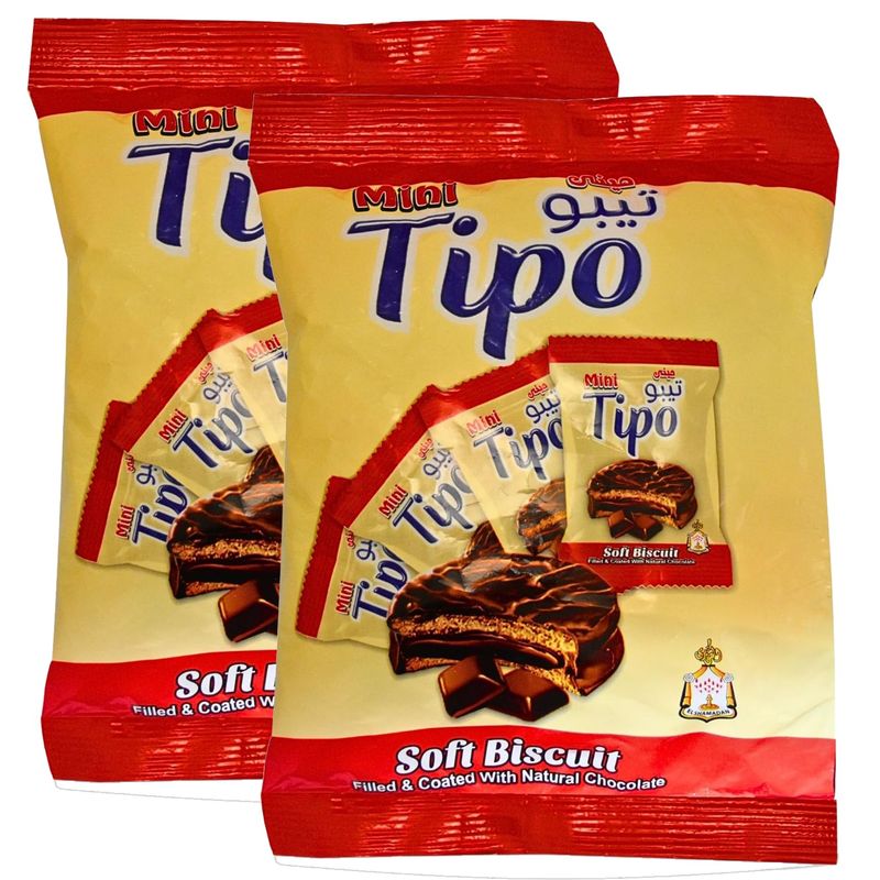 Mini Tipo Soft Biscuit Filled Coated With Natural Chocolate Cookies Snacks Tea Coffee Baked Batches Sweet Kosher Halal 2 Pack 10 Pcs 5.29 oz 150 gm