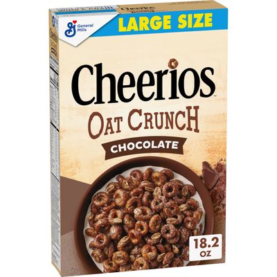 Cheerios Oat Crunch Chocolate Breakfast Cereal, Made with Whole Grain, Large Size, 18.2 oz