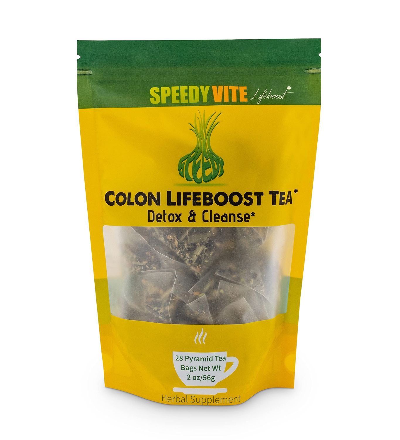 SpeedyVite Colon LifeBoost Tea Detox and Cleanse - Organic Puer Tea with Ginger, Lemongrass - for Increased Colon Health and Function