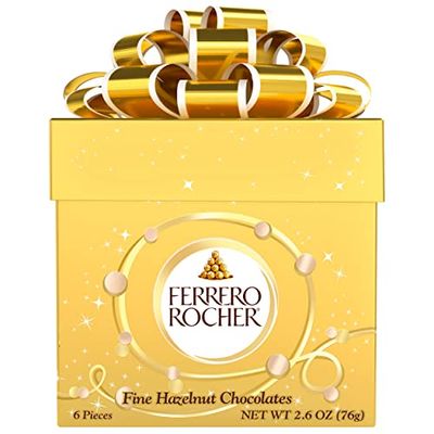 Ferrero Rocher, 6 Count, Premium Gourmet Milk Chocolate Hazelnut, Luxury Chocolate Holiday Gift, Individually Wrapped, 2.6 Oz