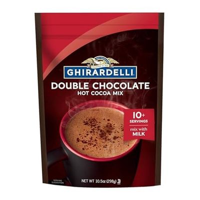 GHIRARDELLI Double Chocolate Hot Cocoa Mix, 10.5 OZ Bag Pack of 6