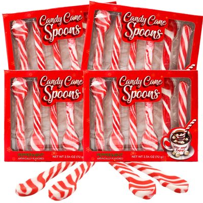 Candy Cane Spoons, Peppermint Stirrers for Hot Chocolate and Coffee, Christmas Stocking Stuffer Gifts, Pack of 4 24 Pieces
