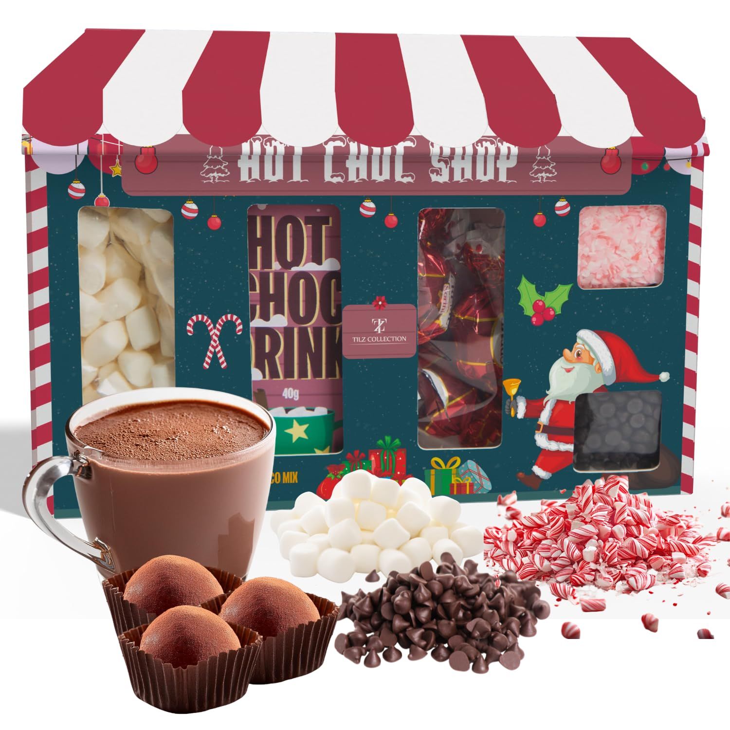 Hot Chocolate Gift Sets - Kids, Hot Chocolate Mix, Chocolate And Hot Chocolate With Mini Marshmallows Santa Chocolates Shop Hot Chocolate Bar, Stocking Fillers, Gifts For Kids