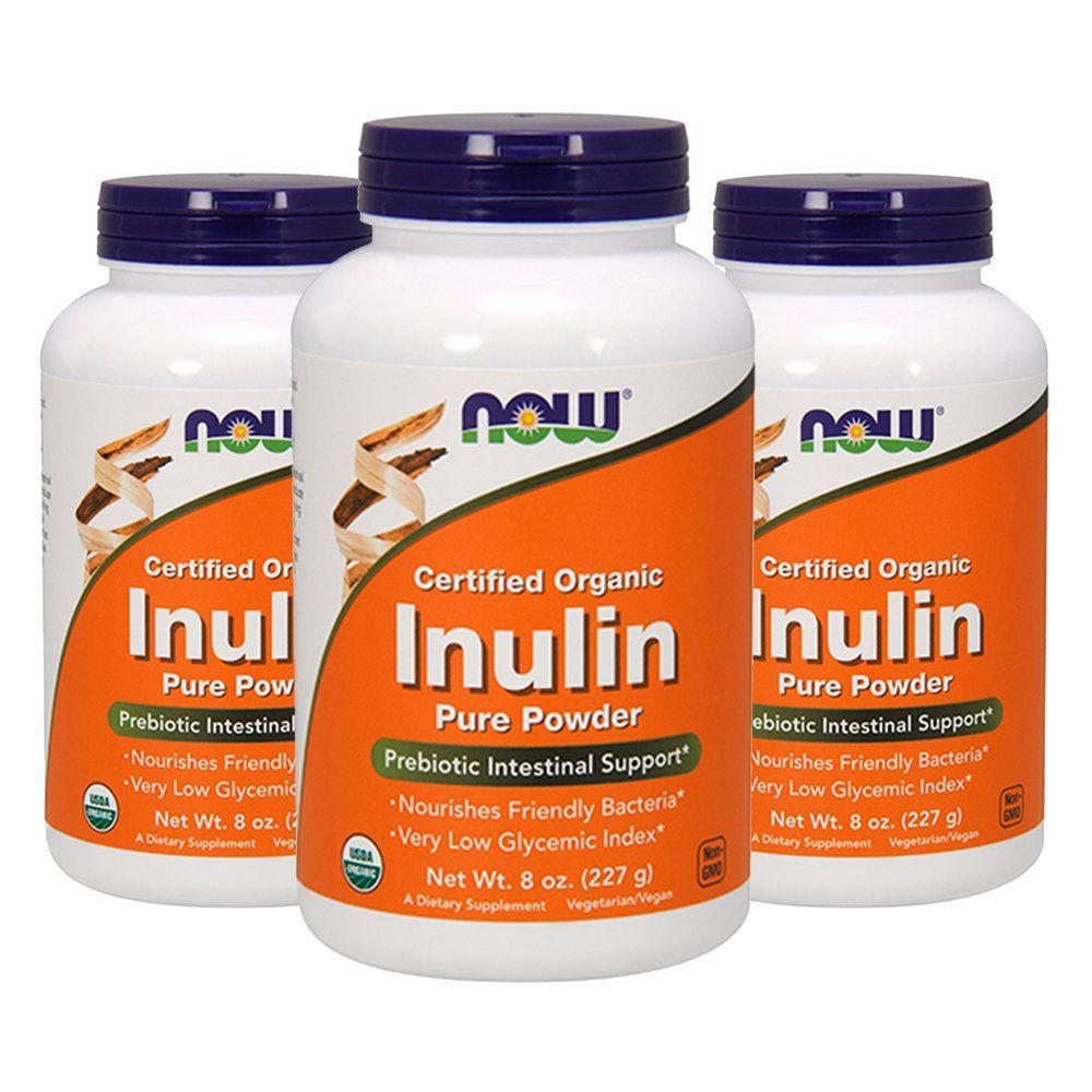 NOW Foods Inulin Certified Organic - 8 oz Pack of 3