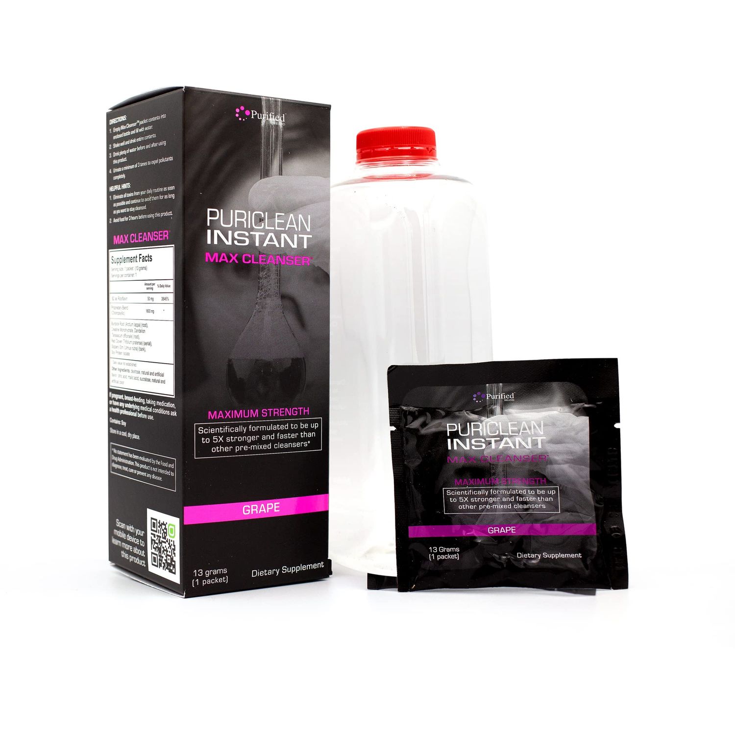 Wellgenix Puriclean Instant MAX Cleaner - Clean and Clear Full Body and Colon Cleanser Detox - Healthy Choice for Alcohol and Body Detoxification, 5X Stronger Faster, 1 Packet 13 Grams