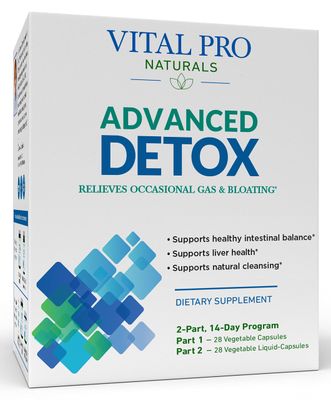 Vital Pro Naturals - Advanced Detox Cleanse for Occasional Gas and Bloating, Supports a Healthy Intestinal Balance, 2-Part - 14 Day Kit, 56 Capsules