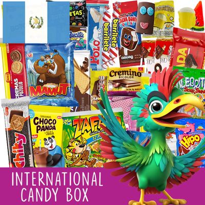 Charloo International Candy Box  FREE Surprise! - Guatemala International Candy Assortment - Assorted International Candy Exotic Candy Unique Candy Foreign Candy Weird Candy Rare Candy