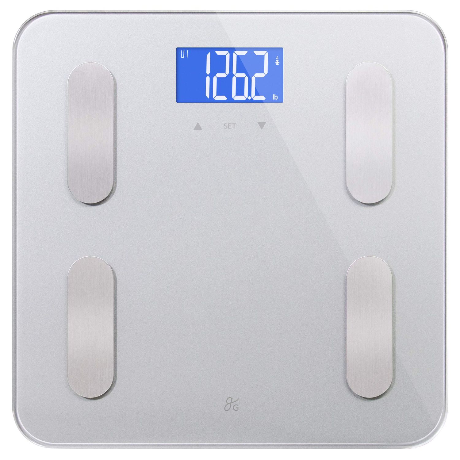 Greater Goods Smart Digital Bathroom Scale, Measures Body Weight, BMI, Body Fat, Muscle Mass, and Water Percentage, 400 lbs Capacity, Ash Grey