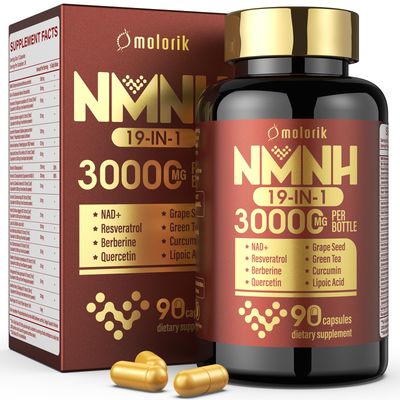 molorik 19 in 1 NMNH Dihydronicotinamide Mononucleotide 1000mg Per Serving, NAD Supplement Boost NAD, NAD Resveratrol Supplement with Quercetin, Berberine for Healthy Aging, Energy, 90 Capsule