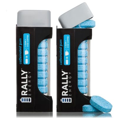 Rally Energy Caffeine Gum, Sugarless Gum with 60 mg of Caffeine for Fast-Acting Energy, Stay Alert, Long-Lasting, Natural Wintergreen Flavor 2 Pack, 22 Pieces
