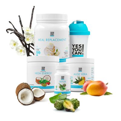 Yes You Can! Detox Plus Kit Meal Replacement Vanilla, Aloe Vera Mango - Complete Meal Replacement Powder, High Energy Shake Booster, Aloe Vera Detox Supplement, Health Transformation