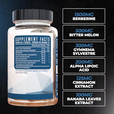 Utilize Glucose Disposal Agent GDA, Carb Blocker Nutrient Partitioner, Support Healthy Metabolic Function with 1.5g Berberine, 500mg Bitter Melon, 125mg Cinnamon More 120 Capsules