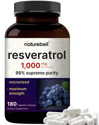 NatureBell Resveratrol Supplement 1000mg Per Serving, 180 Veggie Capsules, 99 Pure Trans-Resveratrol, Antioxidant for Healthy Aging, Brain Heart Support - Non-GMO