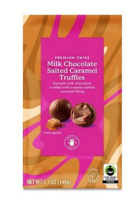 Milk Chocolate Salted Caramel Filled Truffles, Premium Swiss Cocoa, Smooth Creamy Almond Butter Center, Gluten Free Snack Gift Treat, bettergood 5.1oz Box