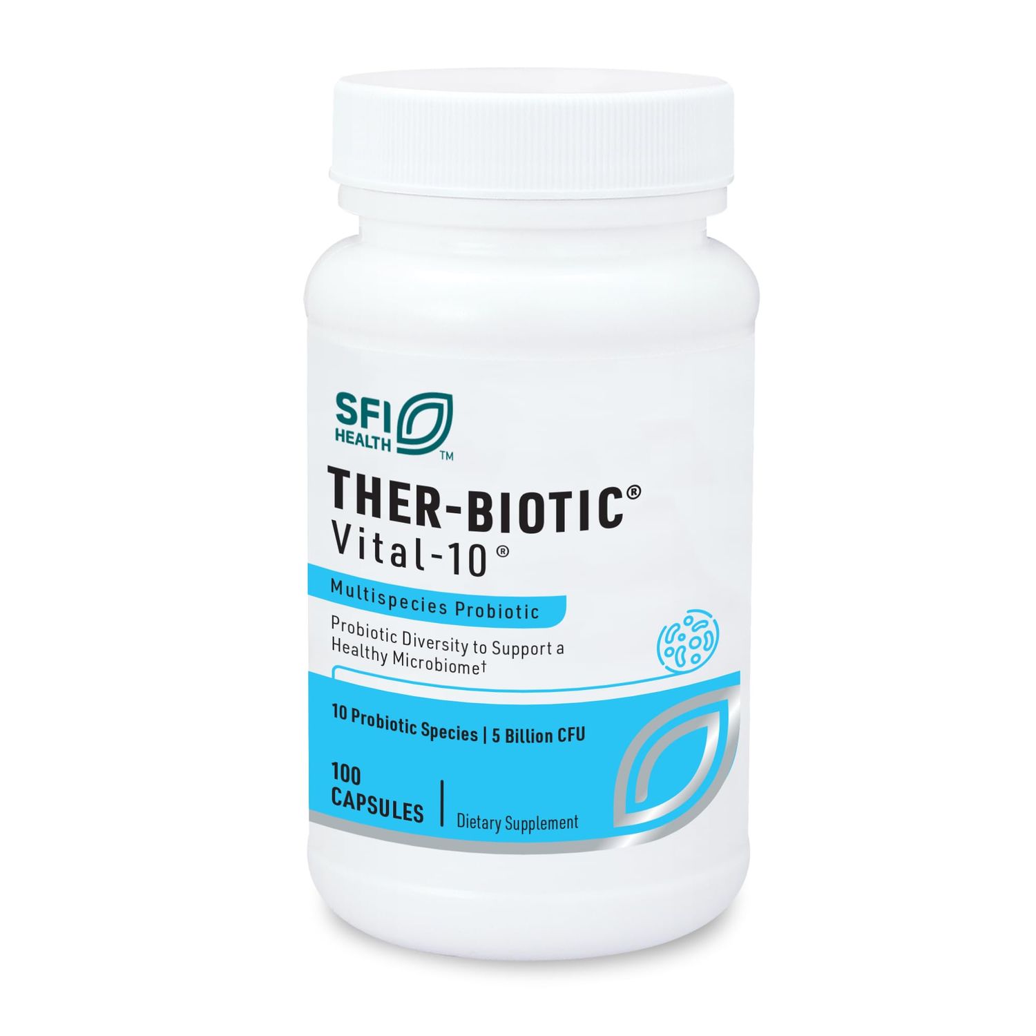 Klaire Labs Vital-10 Probiotic - 10 Species Supplement with Lactobacillus, Bifidobacterium Streptococcus for Immune, Digestive, GI Colon Support - 5 Billion CFU - Hypoallergenic 100 Capsules