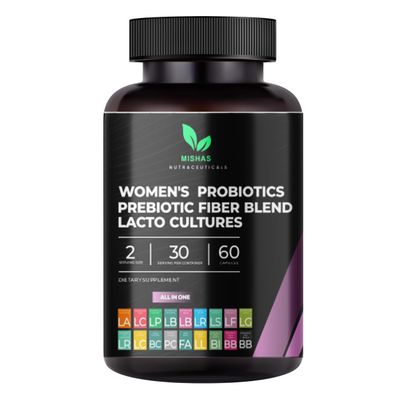 Mishas Nutraceuticals Probiotics for Women, 50 Billion CFU - 16 Probiotic Strains with Prebiotic - Supports Vaginal Health, Gut Health and Immune System - Feminine Supplement - 60 Capsules