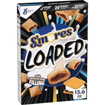 Smores Loaded Cereal, Crispy Cereal with Naturally and Artificially Flavored Chocolate Creme Filling, Made with Whole Grain, 15.6 oz