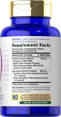 Carlyle Bloat Gas Support for Men Women 120 Tablets Extra Strength Pills Supplement with Enzymes, Turmeric, Ginger More Non-GMO Vegetarian Formula