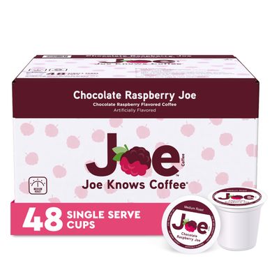 Joe Knows Coffee Single Serve Cups Pods and Capsules, Chocolate Raspberry, 48 Count