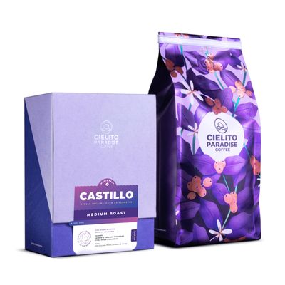Cielito Paradise Castillo Coffee - Medium Roast Whole Bean from Huila Colombia, Silky with Milk Chocolate, Panela, Cinnamon Orange, 12oz
