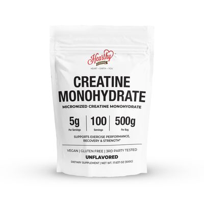 HEARTHY FOODS Creatine Monohydrate Micronized Powder 500G, 5000mg Per Serving 5g - 100 Servings, 17.9 Oz for Men Women Muscle Growth Recovery - UNFLAVORED