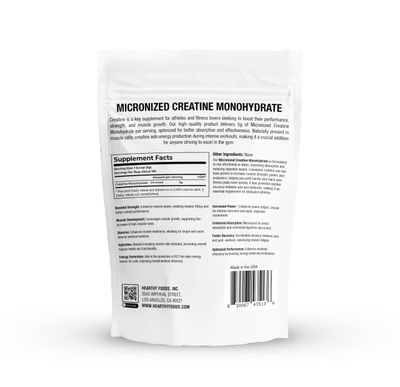 HEARTHY FOODS Creatine Monohydrate Micronized Powder 500G, 5000mg Per Serving 5g - 100 Servings, 17.9 Oz for Men Women Muscle Growth Recovery - UNFLAVORED