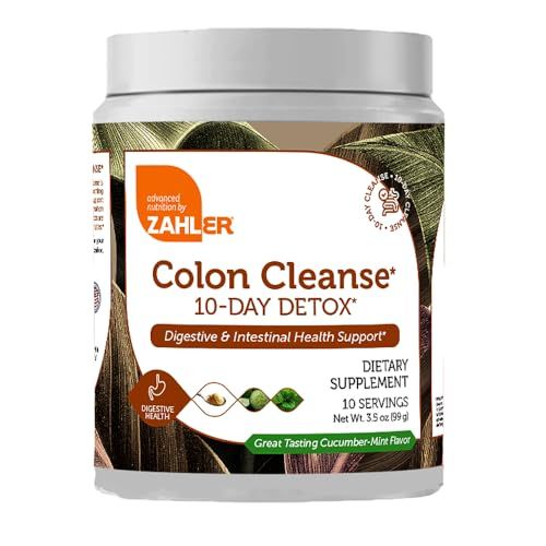 Zahler Colon Cleanse 10-Day Detox Cleanse - Cucumber Mint Flavor - Herbal Digestive Wellness - Colon Cleanser Detox for Bowel Movement, Body Detox, Digestion Aid for Women and Men - 3.5 oz Jar