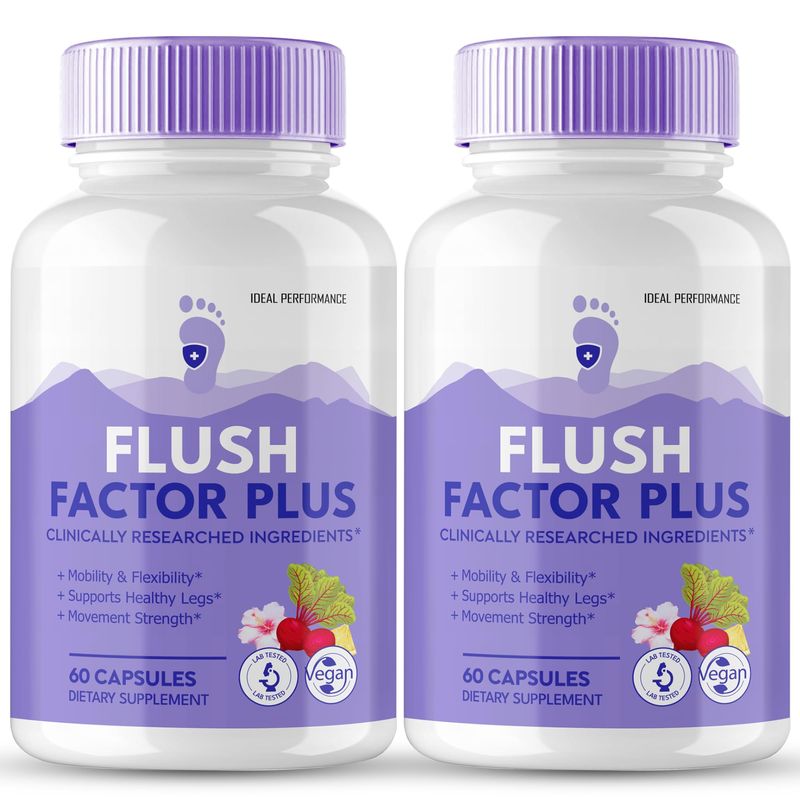 Flush Factor Plus Capsules, FlushFactor Plus Supplement Pills, Flush FactorPlus Maximum Strength, Flexibility Healthy Legs, FlushFactorPlus Advanced Formula, Flush Factor Plus Reviews 2 Pack