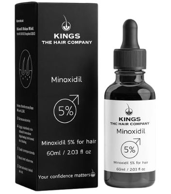 Kings Topical 5 Minoxidil for Men Alcohol-Free Formula - Fights Thinning, Male Pattern Hereditary Hair Loss - High Absorption Subcutaneous Regrowth Solution, 60ml
