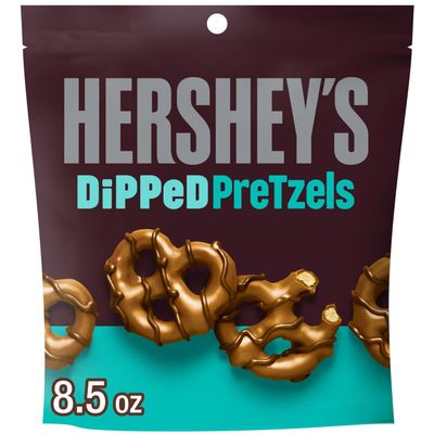 HERSHEY&#39;S Milk and Dark Chocolate Covered Dipped Pretzels Bag, 8.5 oz