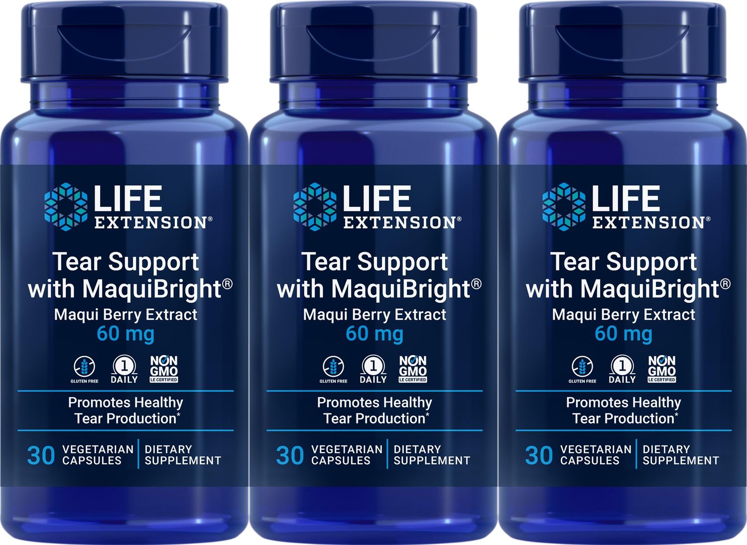 Life Extension Tear Support with MaquiBright 60 mg, 30 Vegetarian Capsules Pack of 3