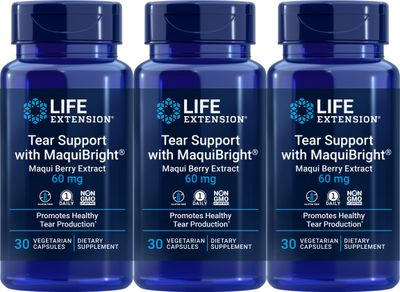 Life Extension Tear Support with MaquiBright 60 mg, 30 Vegetarian Capsules Pack of 3