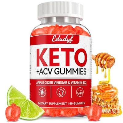 EDUDYF ACV Keto Gummies - 1500mg with Vitamins B6 B12, Cleanse Detox, Organic Ingredients, Vegan-Friendly, Non-GMO, 57 Gummies