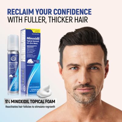 Taro Minoxidil Topical Aerosol Foam, 5, Hair Regrowth 4 Months Treatment for Men, 2.11 oz 4 Pack